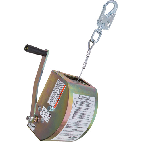 ManHandler Hoist/Winch Lifeline, 65', 1 Leg, Stainless Steel Cable, Snap Hook Harness Connector, Built-in Anchor Waymarc Industries Inc