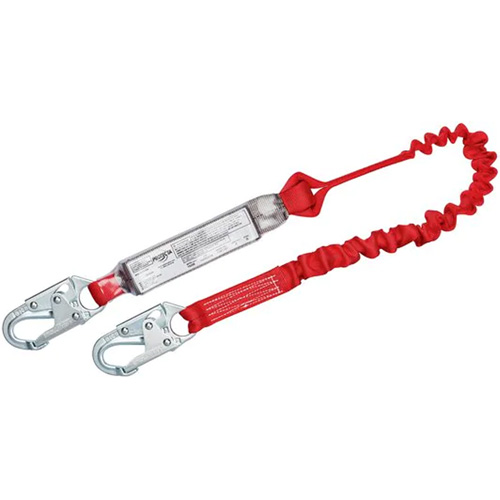 PRO Elastic Shock-Absorbing Lanyard, 6', Snap Hook Center, Snap Hook Leg Ends, Polyester Waymarc Industries Inc