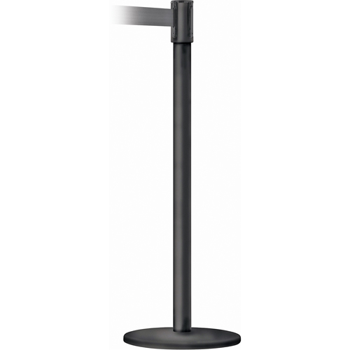 Slimline TensaBarrier&reg; Barrier Post, Steel, 38" H, Black Tape, 7.5' Tape Length Waymarc Industries Inc