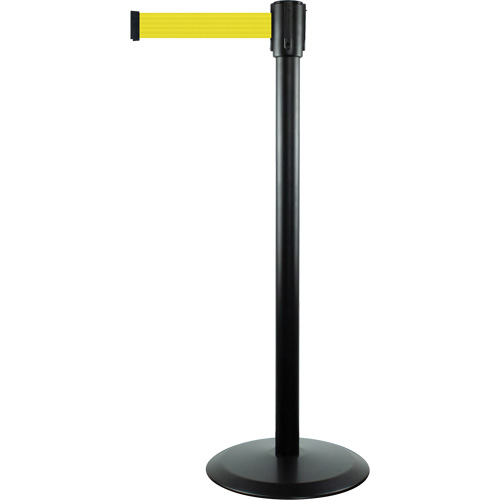 Slimline TensaBarrier&reg; Barrier Post, Steel, 38" H, Yellow Tape, 7.5' Tape Length Waymarc Industries Inc