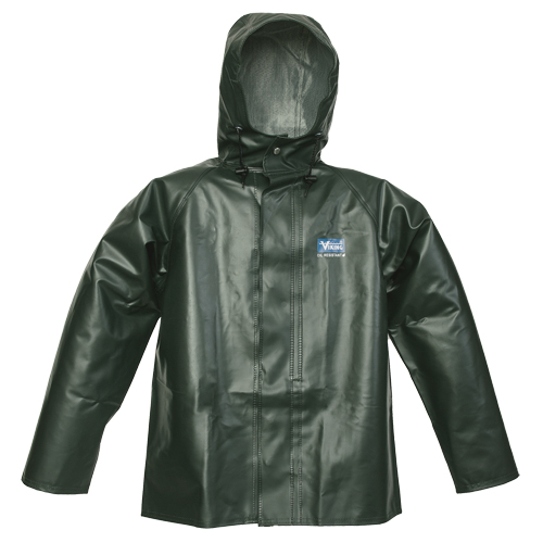 Journeyman Chemical Resistant Rain Jacket, Small, Green, Polyester/PVC Waymarc Industries Inc