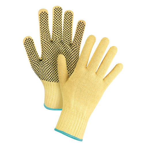 Gants tricot&eacute;s sans couture &agrave; pois, Taille T-Grand/10, Calibre 7, Rev&ecirc;tement PVC, Enveloppe en Kevlar, ASTM ANSI niveau A2/EN 388 niveau 3 Waymarc Industries Inc