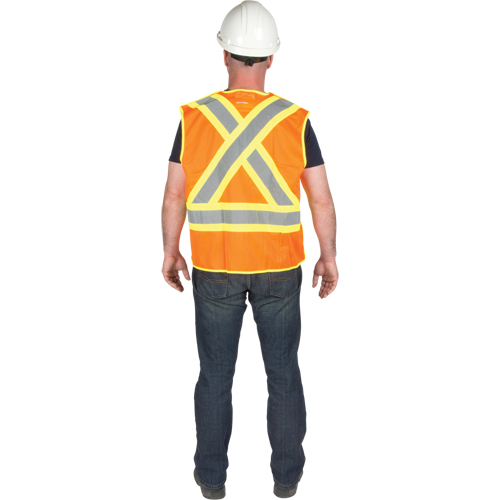 Veste de s&eacute;curit&eacute; d&eacute;tachable en cinq points de premi&egrave;re qualit&eacute;, Orange haute visibilit&eacute;, Grand/T-Grand, Polyester Waymarc Industries Inc