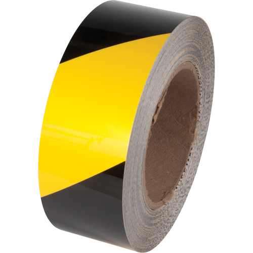 Tuff Mark&reg; Floor Marking Tape, 2" x 100', Polyester, Black and Yellow Waymarc Industries Inc