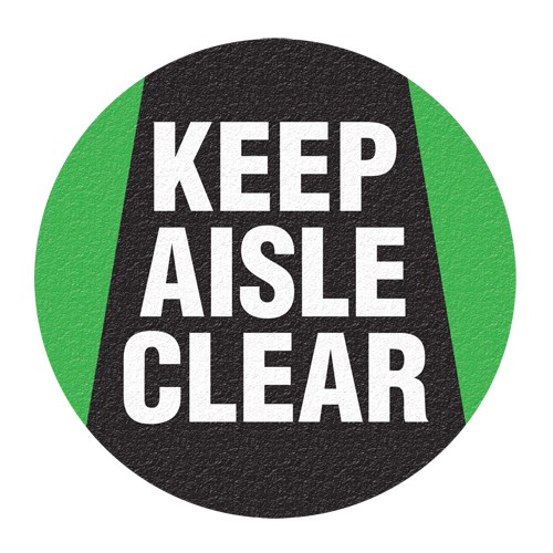 "Keep Aisle Clear" Floor Sign, Adhesive, English with Pictogram Waymarc Industries Inc