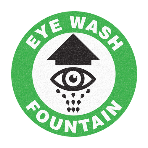 Panneau de signalisation au sol  Eye Wash Fountain , Adh&eacute;sif, Anglais avec pictogramme Waymarc Industries Inc