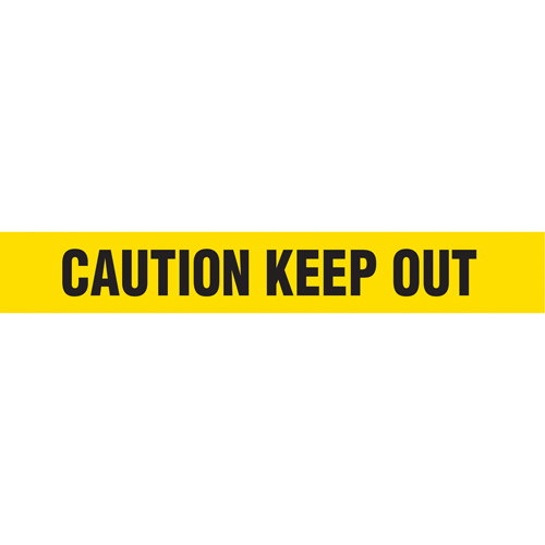 Barricade Tape, English, 3" W x 1000' L, 2 mils, Black on Yellow Waymarc Industries Inc