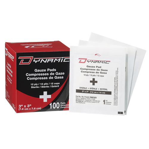 Gaze Dynamic, Tampon, 3" lo x 3" la, St&eacute;rile, Dispositif m&eacute;dical Classe 1 Waymarc Industries Inc