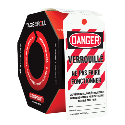 &eacute;tiquettes de s&eacute;curit&eacute; en rouleaux, Plastique, 3" la x 6-1/4" h, Français Waymarc Industries Inc