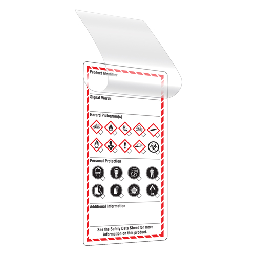 &eacute;tiquettes auto-plastifiantes pour le milieu de travail, Papier cartonn&eacute;, 3" la x 6" h, Anglais Waymarc Industries Inc