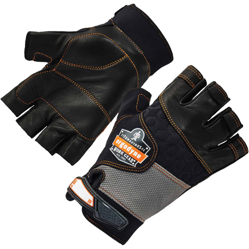 Gants demi-doigts en cuir r&eacute;duisant les impacts ProFlex 901, Petit, Paume en Cuir fleur, Poignet Boucle et crochet Waymarc Industries Inc