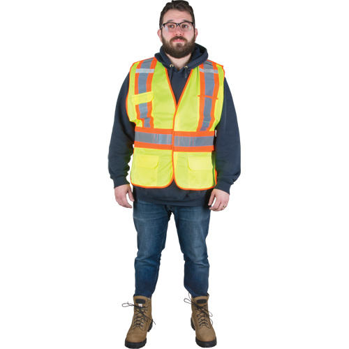 Veste d'arpenteur r&eacute;sistante aux flammes, Jaune lime haute visibilit&eacute;, Moyen, Polyester Waymarc Industries Inc