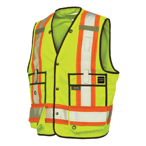 Veste de s&eacute;curit&eacute; pour arpenteur, Jaune lime haute visibilit&eacute;, T-Grand, Polyester Waymarc Industries Inc