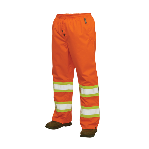 Pantalons imperm&eacute;ables de s&eacute;curit&eacute; 300 deniers, Polyester, Grand, Orange haute visibilit&eacute; Waymarc Industries Inc