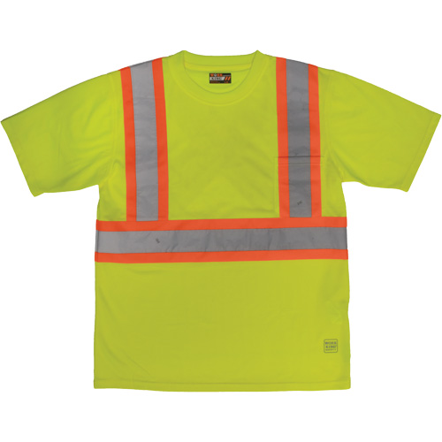T-shirt de s&eacute;curit&eacute; avec poche &agrave; manches courtes, Polyester, Grand, Jaune lime haute visibilit&eacute; Waymarc Industries Inc