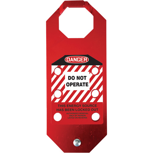 Moraillon de verrouillage pr&eacute;venant l'utilisation conforme aux normes OSHA Danger Stopout Aluma-Tag, Rouge Waymarc Industries Inc