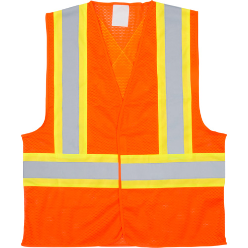 Traffic Safety Vest, High Visibility Orange, Medium, Polyester Waymarc Industries Inc