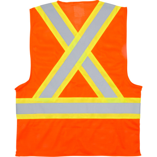 Traffic Safety Vest, High Visibility Orange, Medium, Polyester Waymarc Industries Inc