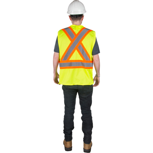Traffic Safety Vest, High Visibility Lime-Yellow, Medium, Polyester Waymarc Industries Inc