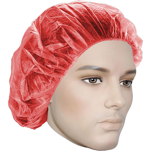 Bouffant Caps, Polypropylene, 21", Red Waymarc Industries Inc