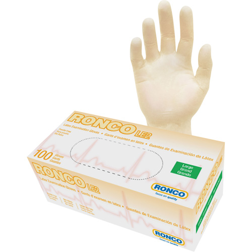 Gants jetables, Grand, Latex, 4 mils, Sans poudre, Naturel, Classe 2 Waymarc Industries Inc