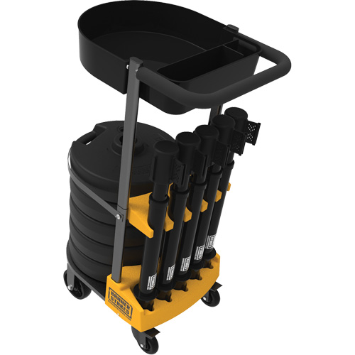 PLUS Barrier Post Cart Kit with Tray, 75' L, Metal, Black Waymarc Industries Inc