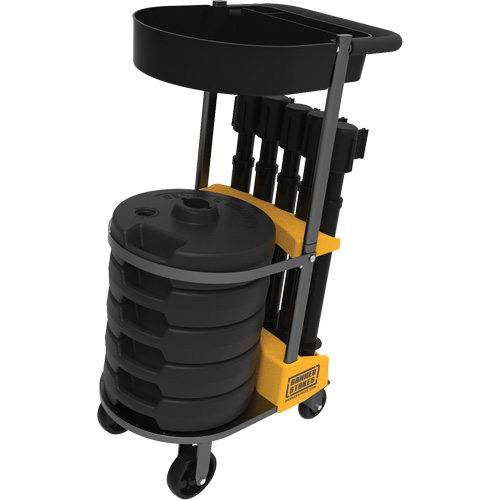 PLUS Barrier Post Cart Kit with Tray, 75' L, Metal, Black Waymarc Industries Inc