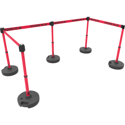 PLUS Barrier Post Set X5, Plastic, 42" H, Red Tape, 15' Tape Length Waymarc Industries Inc