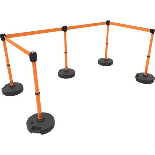 PLUS Barrier Post Set X5, Plastic, 42" H, Orange Tape, 15' Tape Length Waymarc Industries Inc