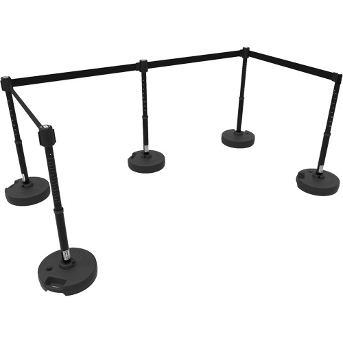 Ensemble de cinq montants pour barri&egrave;re PLUS, Plastique, 42" h, Ruban Noir, Longueur du ruban 15' Waymarc Industries Inc