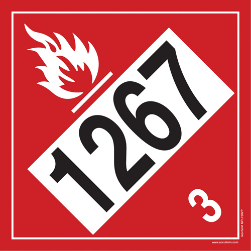 1267 Petroleum Crude Oil Flammable Liquid TDG Placard, Plastic Waymarc Industries Inc