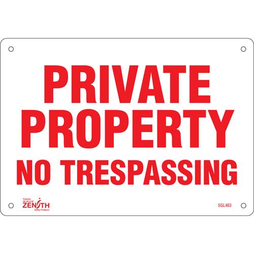 "Private Property" Sign, 7" x 10", Aluminum, English Waymarc Industries Inc
