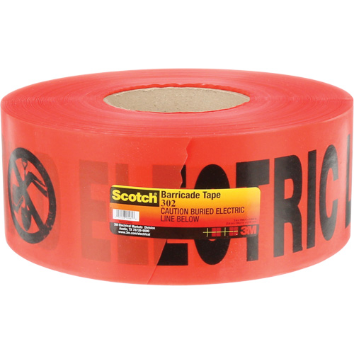 Ruban pour barri&egrave;res pour services publics souterrains Scotch, Anglais, 3" la x 1000' lo, 4 mils, Noir/rouge Waymarc Industries Inc
