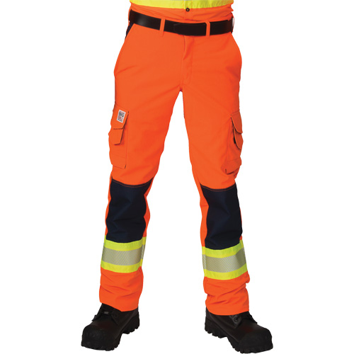Pantalons cargo haute visibilit&eacute; antid&eacute;chirure, Polyester, 28, Orange haute visibilit&eacute; Waymarc Industries Inc