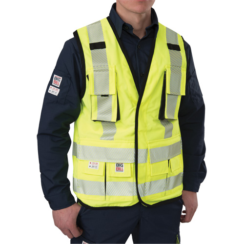 Ripstop Surveyor's Vest, High Visibility Lime-Yellow, Small, Polyester Waymarc Industries Inc