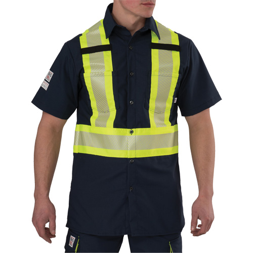Ripstop High Visibility Short Sleeved Shirt, Polyester, Small, Navy Blue Waymarc Industries Inc