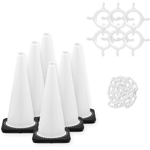 Traffic Cone & Chain Kit, 28", White Waymarc Industries Inc