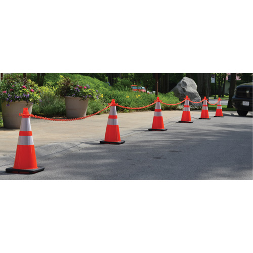 Traffic Cone & Chain Kit, 28", Green Waymarc Industries Inc