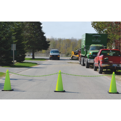 Traffic Cone & Chain Kit, 28", Green Waymarc Industries Inc