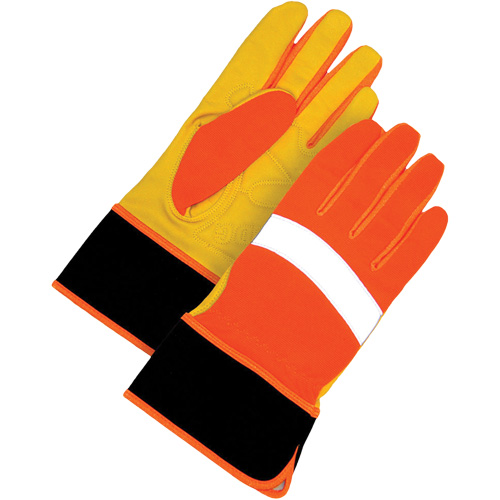 High Visibility Gloves, Size Large, Grain Leather Palm Waymarc Industries Inc