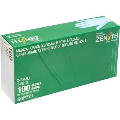 Puncture-Resistant Medical-Grade Disposable Gloves, X-Small, Nitrile, 4.5-mil, Powder-Free, Blue, Class 2 Waymarc Industries Inc