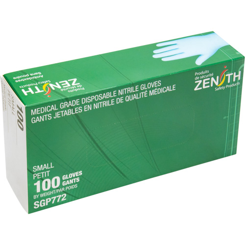 Gants jetables de calibre m&eacute;dical r&eacute;sistants &agrave; la perforation, Petit, Nitrile, 4,5 mils, Sans poudre, Bleu, Classe 2 Waymarc Industries Inc