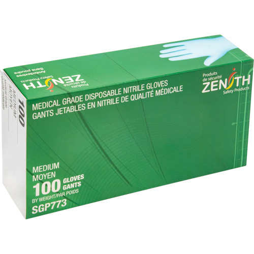 Puncture-Resistant Medical-Grade Disposable Gloves, Medium, Nitrile, 4.5-mil, Powder-Free, Blue, Class 2 Waymarc Industries Inc