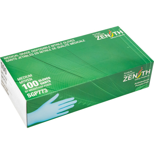 Puncture-Resistant Medical-Grade Disposable Gloves, Medium, Nitrile, 4.5-mil, Powder-Free, Blue, Class 2 Waymarc Industries Inc
