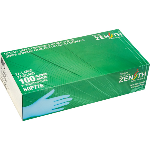 Puncture-Resistant Medical-Grade Disposable Gloves, 2X-Large, Nitrile, 4.5-mil, Powder-Free, Blue, Class 2 Waymarc Industries Inc