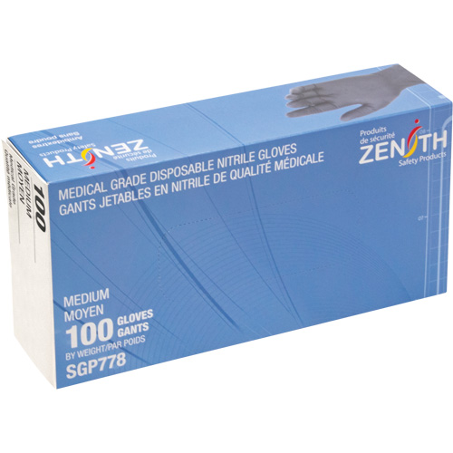 Puncture-Resistant Medical-Grade Disposable Gloves, Medium, Nitrile, 5-mil, Powder-Free, Black, Class 2 Waymarc Industries Inc