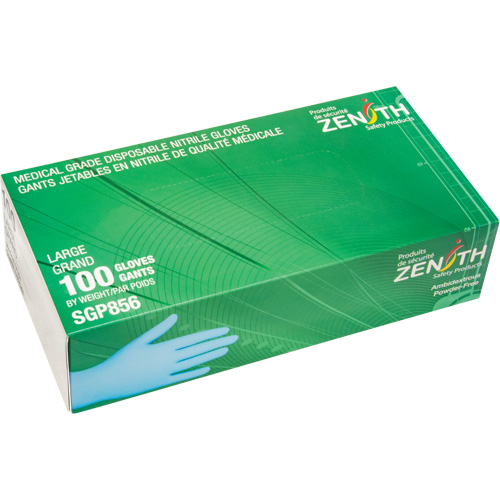 Puncture-Resistant Medical-Grade Disposable Gloves, Large, Nitrile, 3.5-mil, Powder-Free, Blue, Class 2 Waymarc Industries Inc