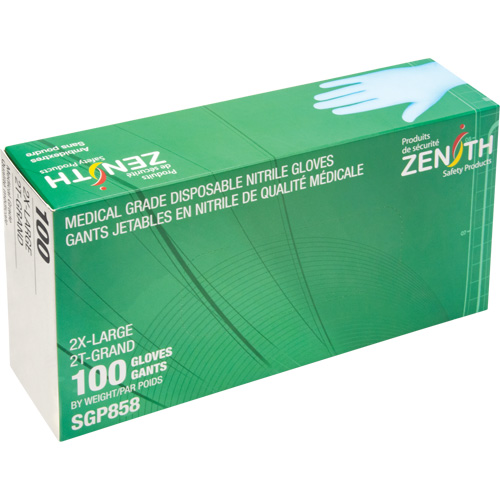 Puncture-Resistant Medical-Grade Disposable Gloves, 2X-Large, Nitrile, 3.5-mil, Powder-Free, Blue, Class 2 Waymarc Industries Inc