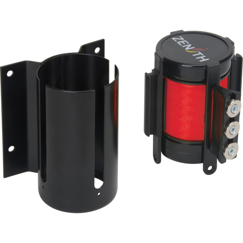 Wall Mount Barrier with Magnetic Tape, Steel, Screw Mount, 12', Red Tape Waymarc Industries Inc