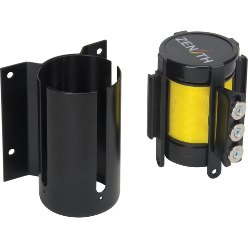 Wall Mount Barrier with Magnetic Tape, Steel, Screw Mount, 12', Yellow Tape Waymarc Industries Inc